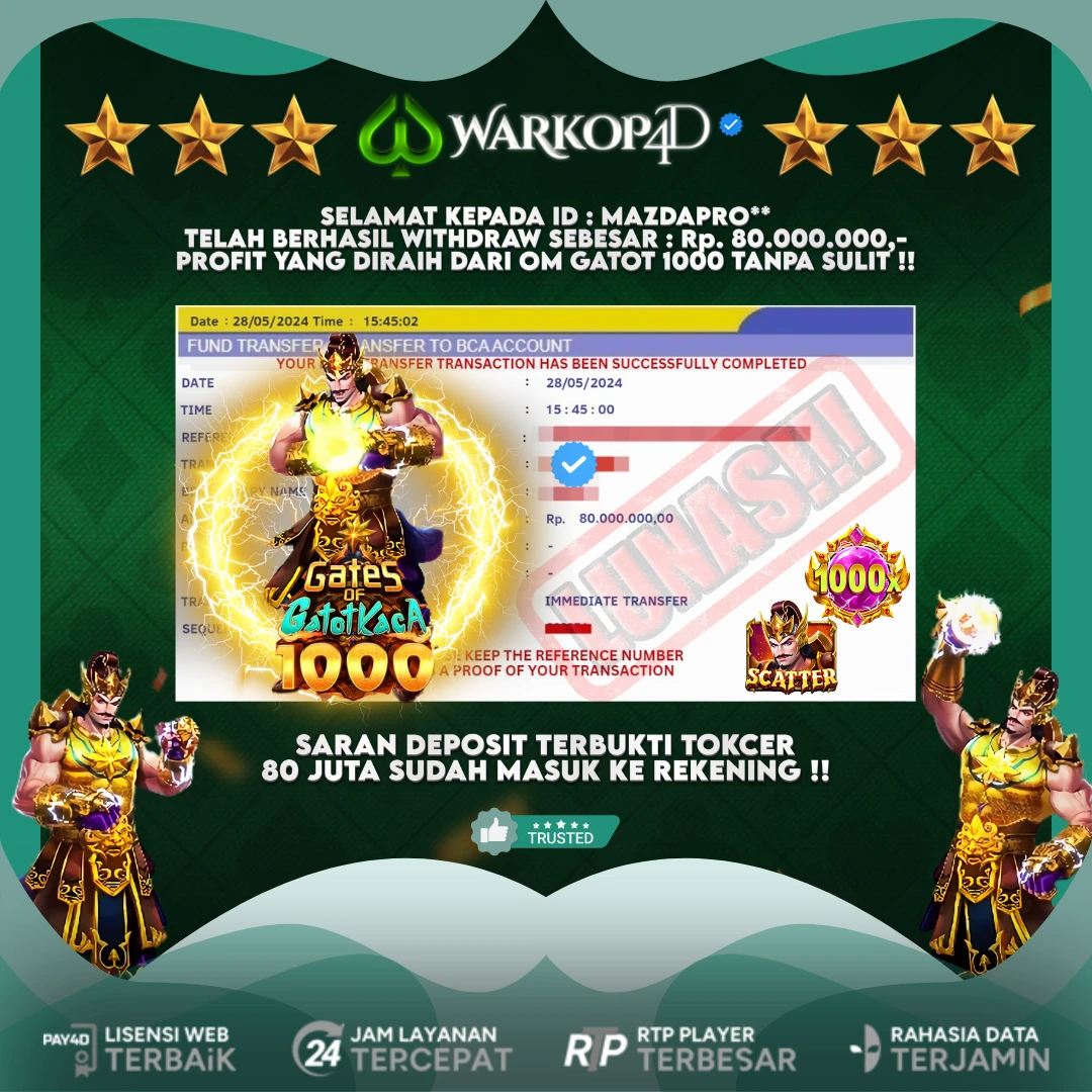 BUKTI JACKPOT DI GATES OF GATOT KACA 1000 WARKOP4D !!
