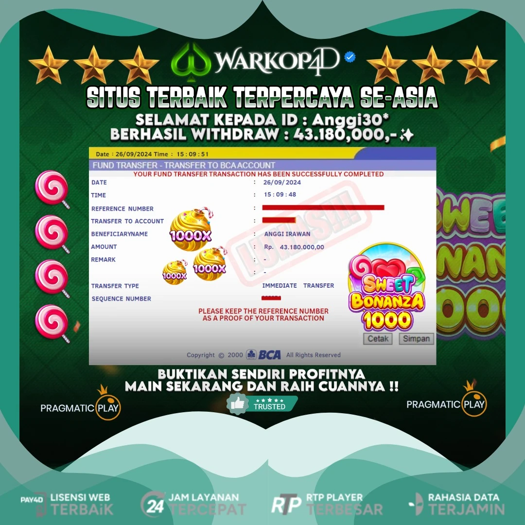 BUKTI JACKPOT DI SWEET BONANZA 1000 WARKOP4D !!